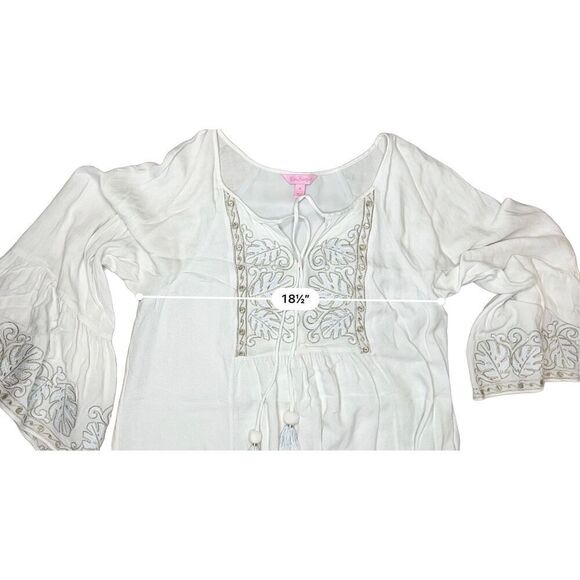 Lilly Pulitzer Amisa Tunic Dress Resort White Embroidered Coverup sz M‎ Bohemian - Picture 8 of 13